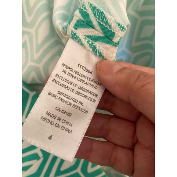 Mario Serrani Women's Sheath Dress Size 4 Green White Made In Italy - Picture 7 of 8